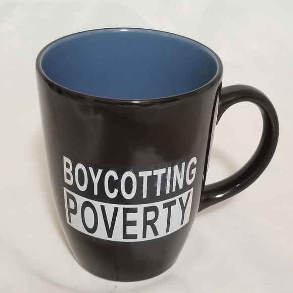 Black and Blue Boycotting Povert Coffee Mug - Picture 5 of 6